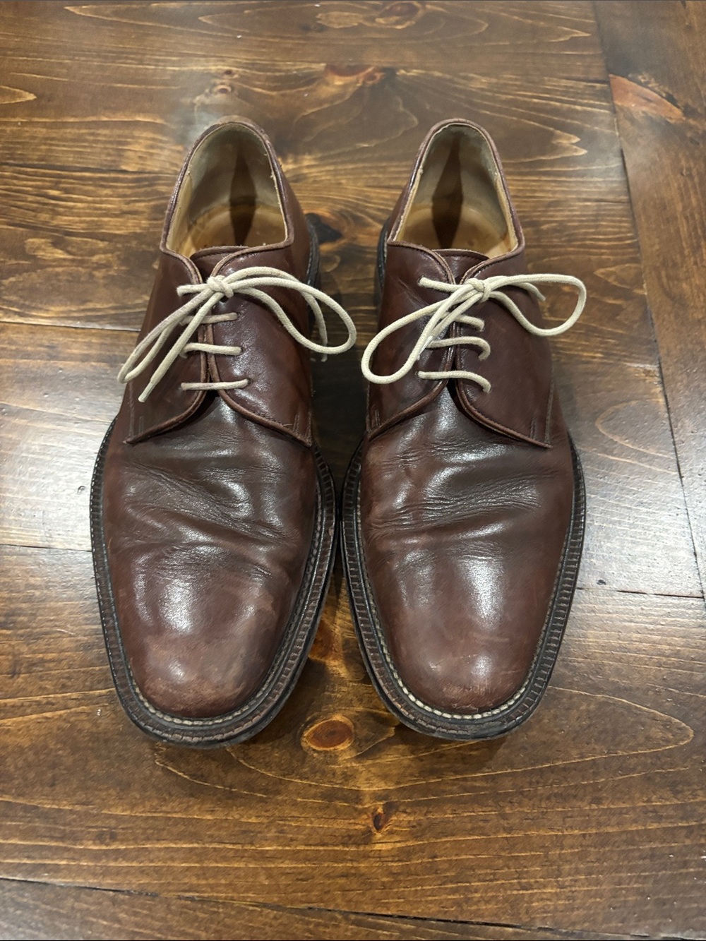 Men's Emporio Armani Brown Leather Derby Shoes - Classic Lace-Up